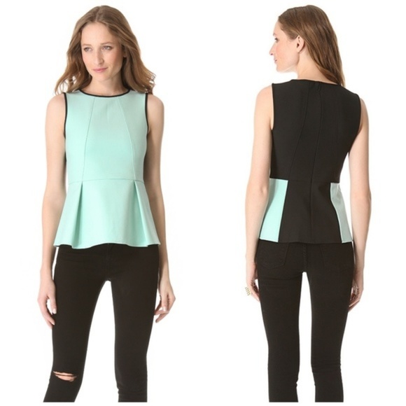 Tibi Anson Color Block Peplum Top Ivory Black - Picture 7 of 7